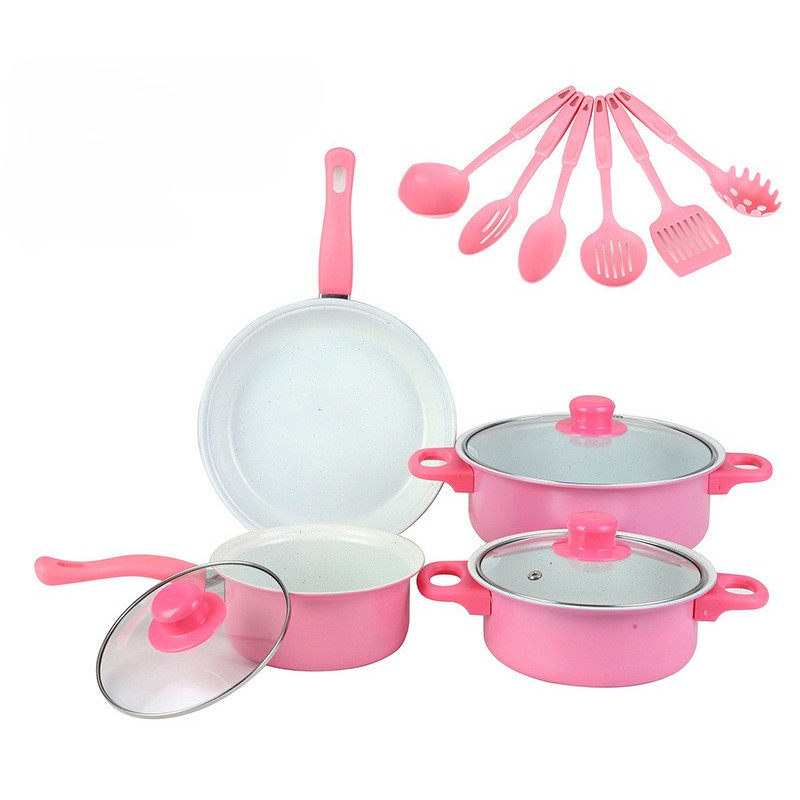 Conjunto de panelas antiaderentes, conjunto de 13 peças com revestimento de Teflon, várias cores disponíveis.