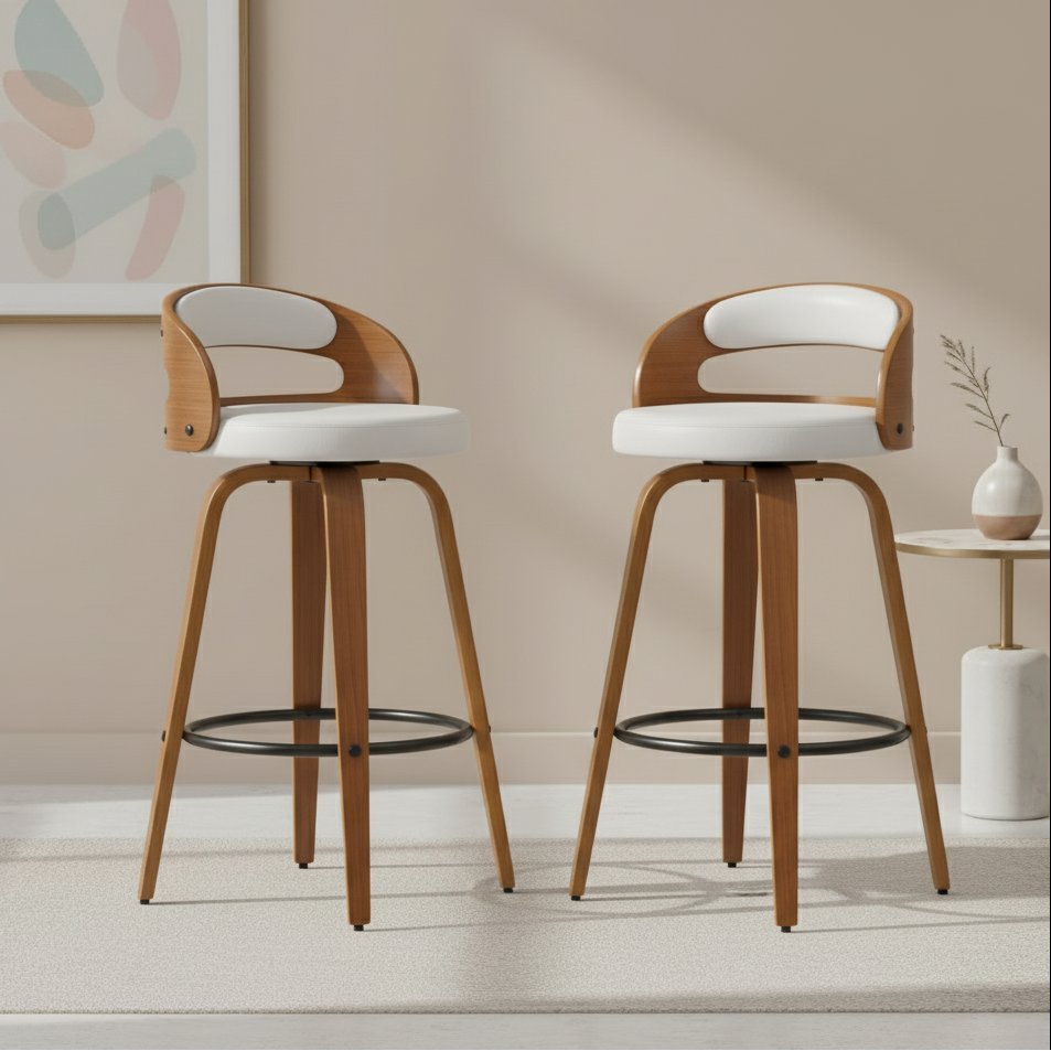 Kit 2 Banquetas para Cozinha Altas Giratórias Madeira Roma Rivatti Branco em Oferta na Shopee