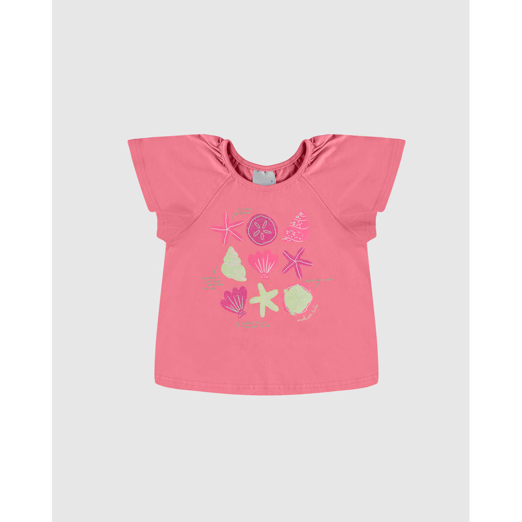 Blusa Infantil Menina Animais Marinhos Estampa Glitter Em Algodão Malwee Kids
