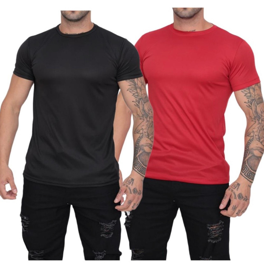 KIT 2 Camisas Dry-Fit Masculina Manga Curta Para Academia Corrida Camiseta Exercício