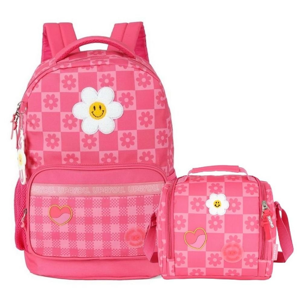 Kit Mochila De Costas UP4YOU Margarida Rosa +Lancheira em Oferta na Shopee