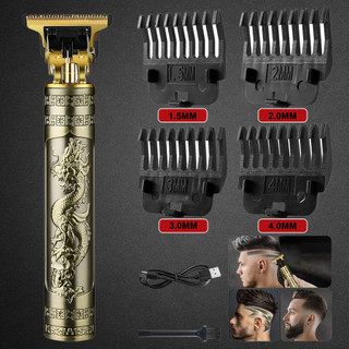 Máquina de Barbear e Cortar Cabelo Profissional Elétrica Recarregável USB LED Alta Qualid…