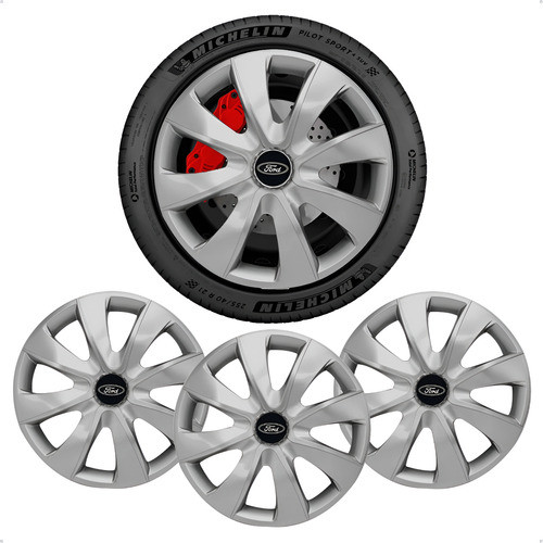 Jogo 4 Calotas Esportiva Aro 14 Ford Ka Fiesta Escort Focus - Prata