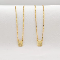 Colar Escapulário Feminino Nossa Senhora Aparecida Plaquinha Jesus Banhado Ouro 18k