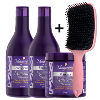 Matizador Loiro Platinado Escova Raquete Flex Anatômica  Kit 4 Itens Platinum Maycrene em Oferta na Shopee