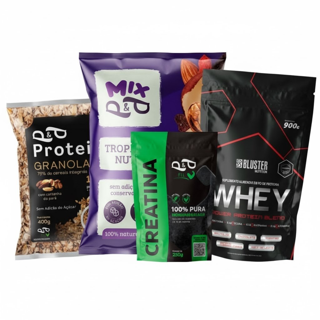 Kit Whey Protein Blend Creatina 100% Pura Monohidratada Mix Tropical Nuts1Kg P&P + Granola Protein