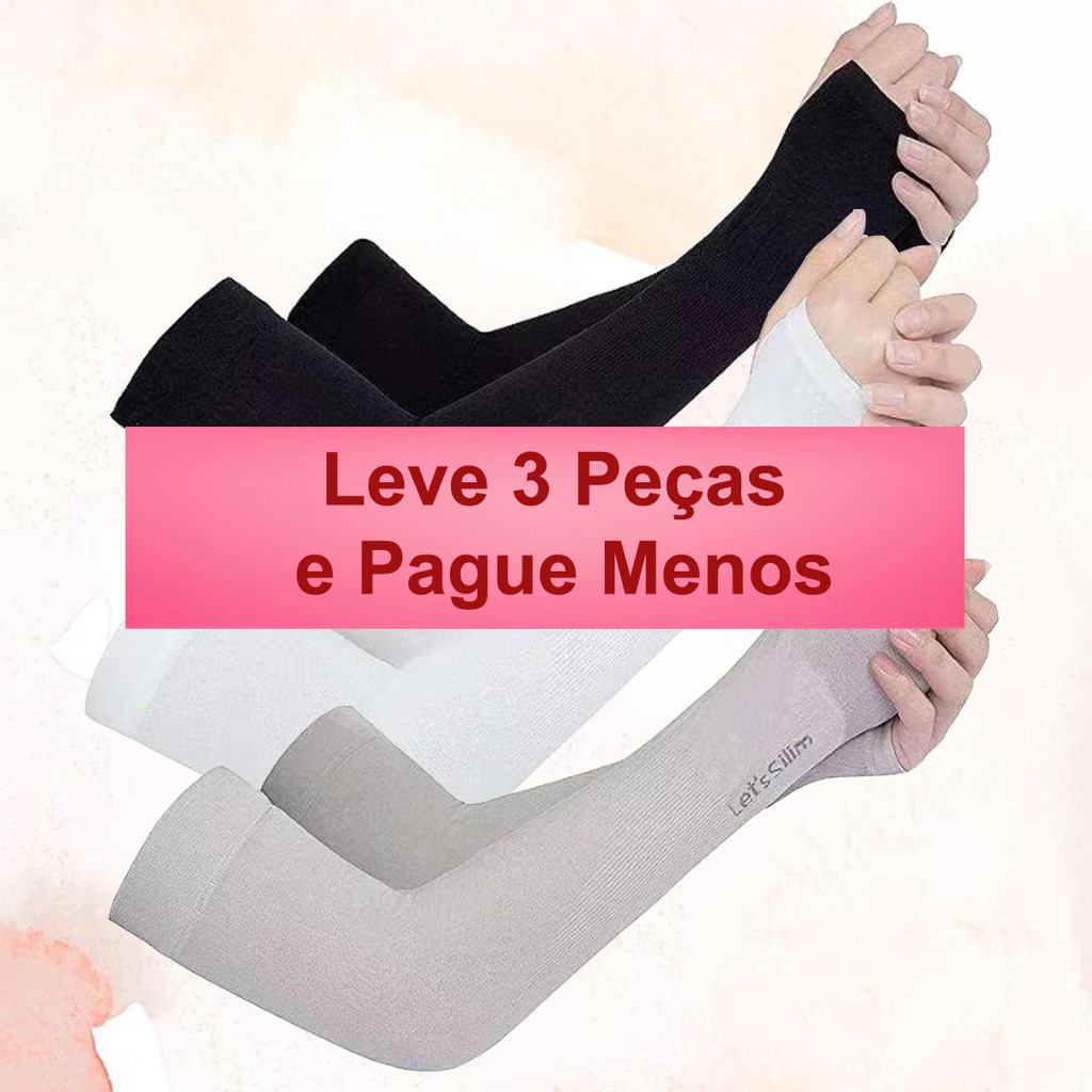 Kit 3 Pares de Manguitos Proteção UV Solar (Mangote) – Segunda Pele Esportiva para Ciclismo e Futebol