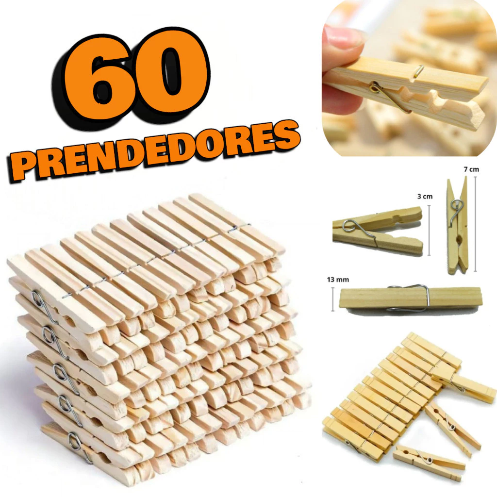KIT Pregador de Roupa De Madeira Super Reforçado – 12/24/36/48/60 Unidades – Ótima Qualidade — imagem 1