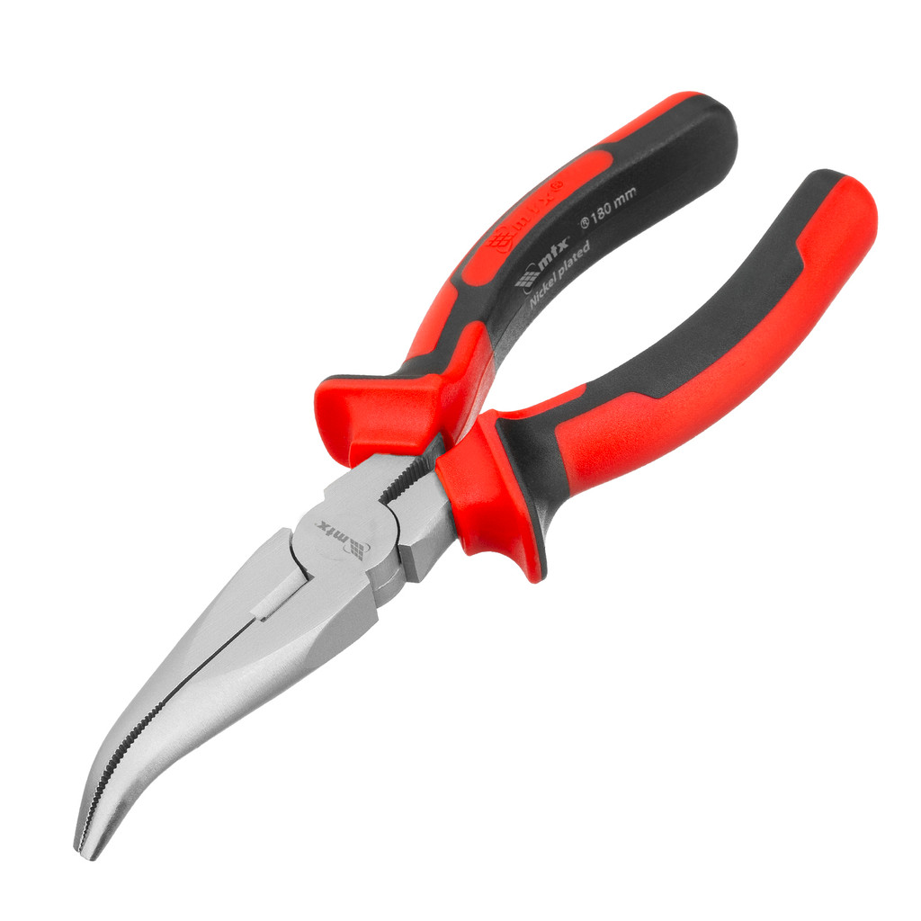 ALICATE BICO MEIA CANA CURVO, NICKEL, NIQUELADO, CABO DUPLA INJECAO, 7POL.-180MM, 1PC // MTX em Oferta na Shopee