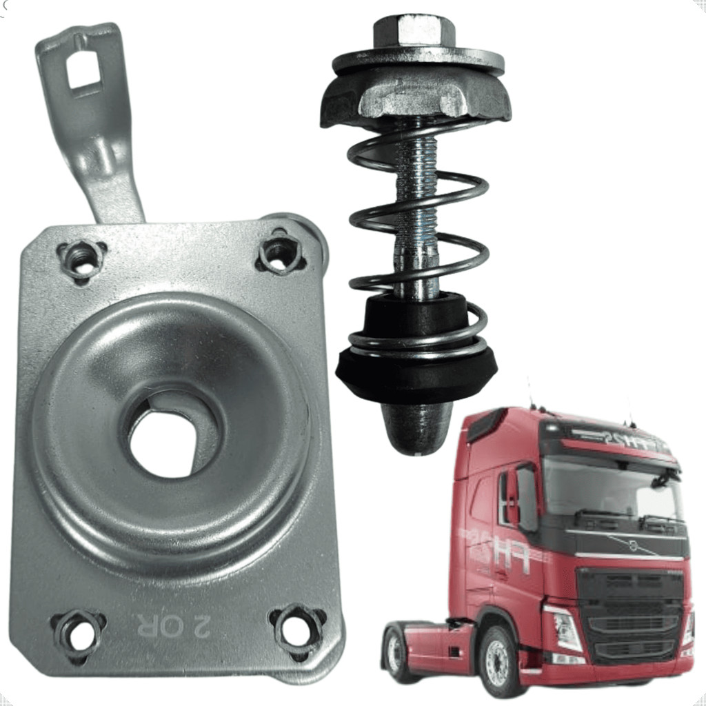 Fechadura Trinco Trava Direita + Pino Superior Do Capô Volvo Fh4 Após 2015