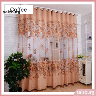 < salzburg > 1Pc Flor Jacquard Tule Cortina De Janela Quarto Varanda Decoração De Sala De Estar