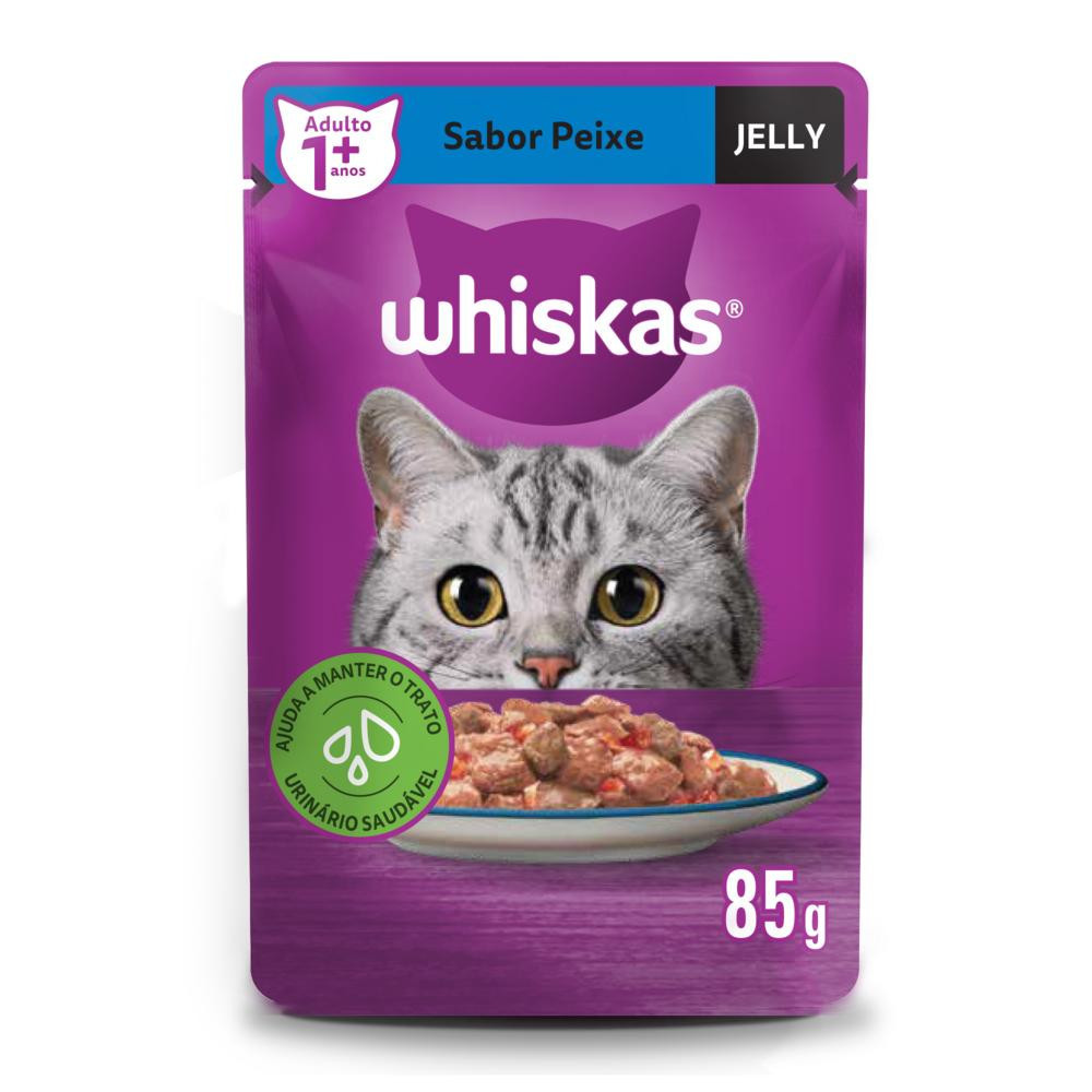 Ração Úmida Whiskas Sachê Peixe Jelly para Gatos Adultos 85 g