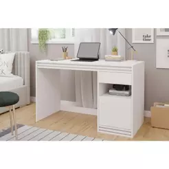 Escrivaninha p/ Escritório Mila c/ 1 Porta e 1 Gaveta Branco - Permóbili