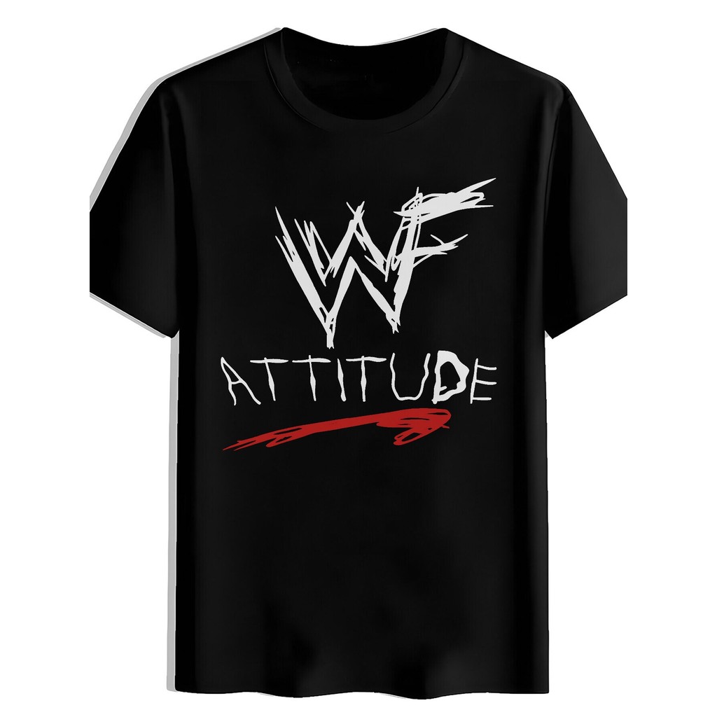 Camiseta Unissex Masculina e Feminina Wrestling WWE Attitude Design Destaque Vermelho Esportiva Confortável Estilosa Mod
