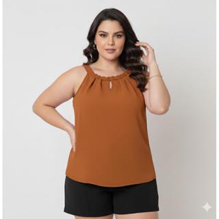 Regata alça larga Feminina plus size tecido duna GG ao G3 em Oferta na Shopee