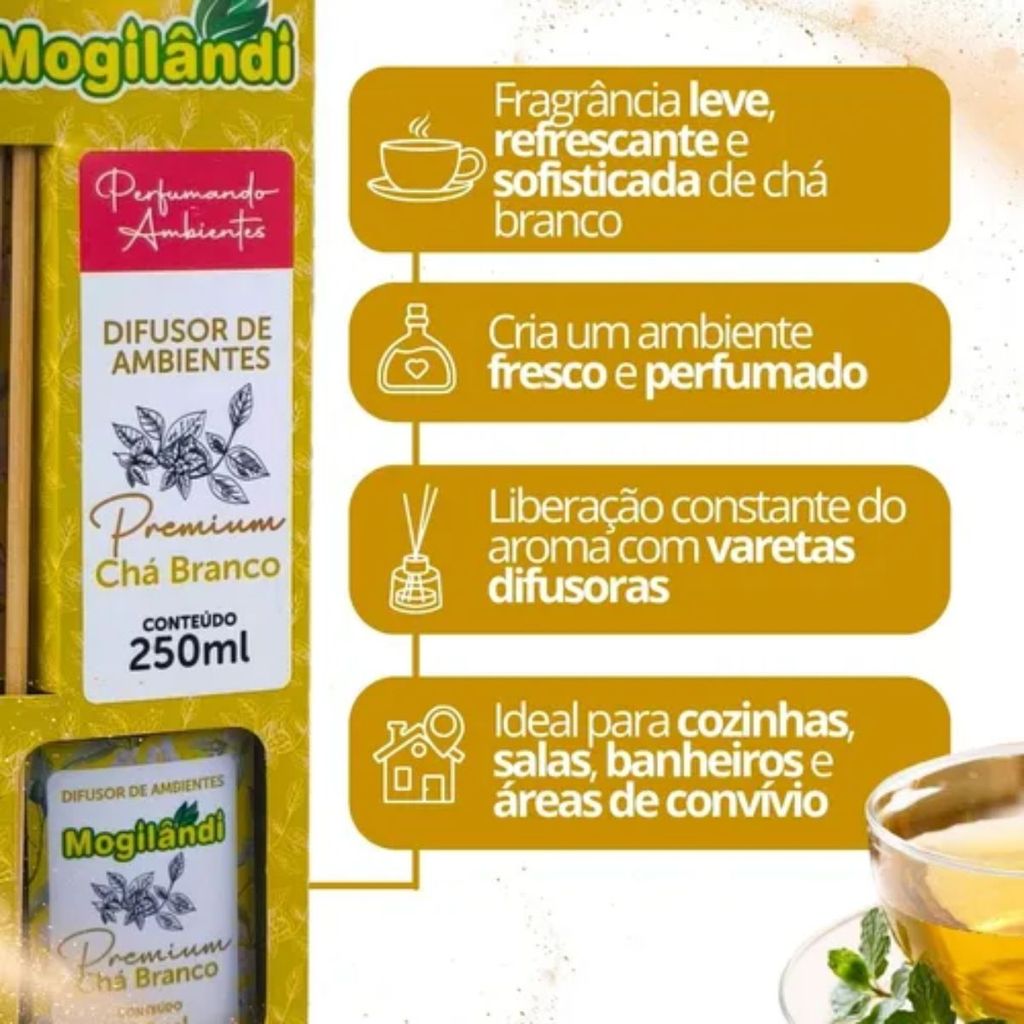 Difusor de Ambientes Premium Mogilândi Chá Branco 250ml · foto 2
