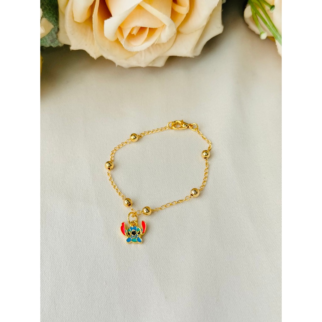 Pulseira Infantil Stitch Folheado a Ouro 18k