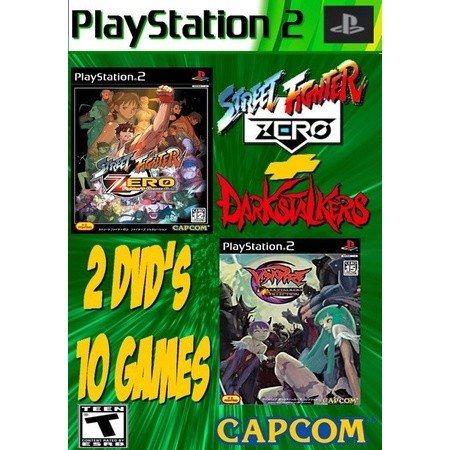 Jogo Ps 2 Street Fighter Zero + Darkstalkers -  2 Dvds (10 Games!)