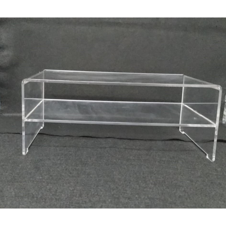 Suporte para Monitor Tela Computador Acrílico Transparente 4mm com Prateleira Organizador Mesa Escritório