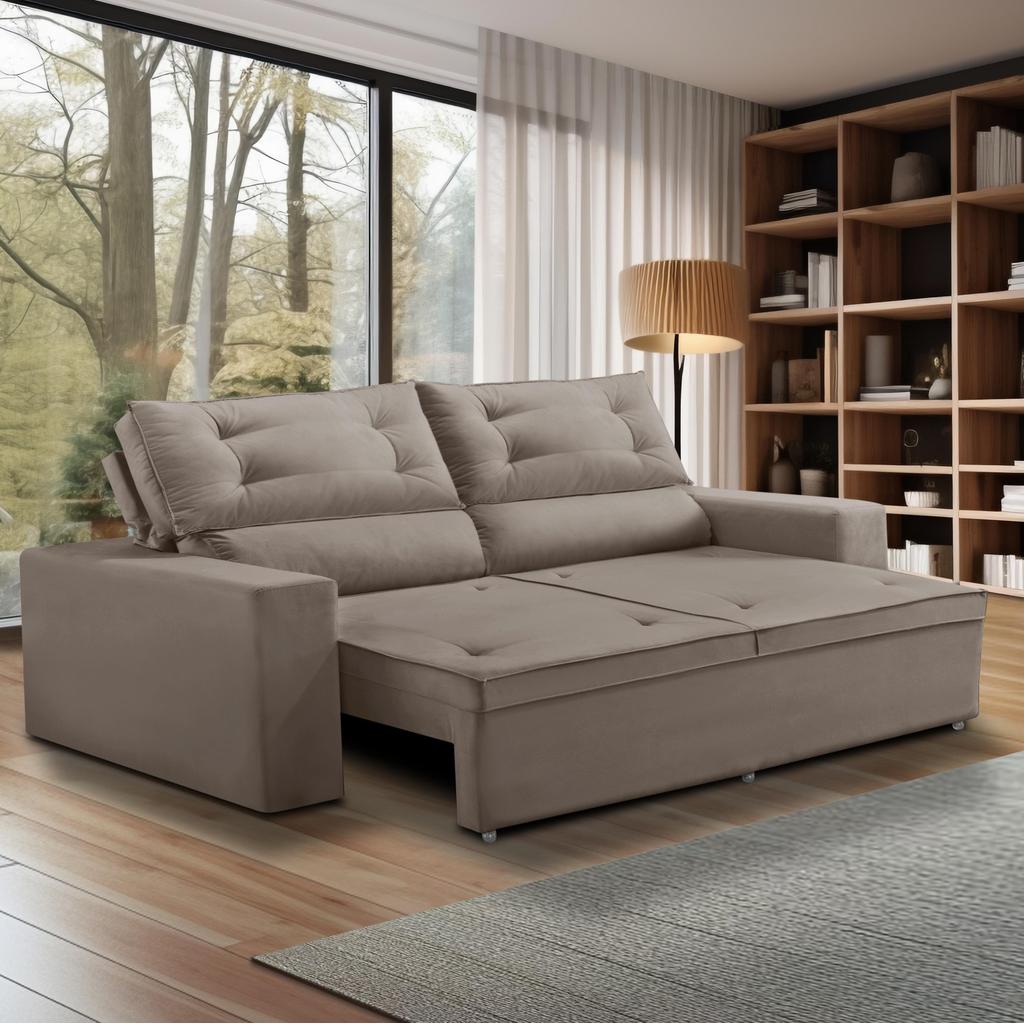Sofá Retrátil e Reclinável 3 lugares com Molas 1,80m Lais Suede Adonai Estofados em Oferta na Shopee