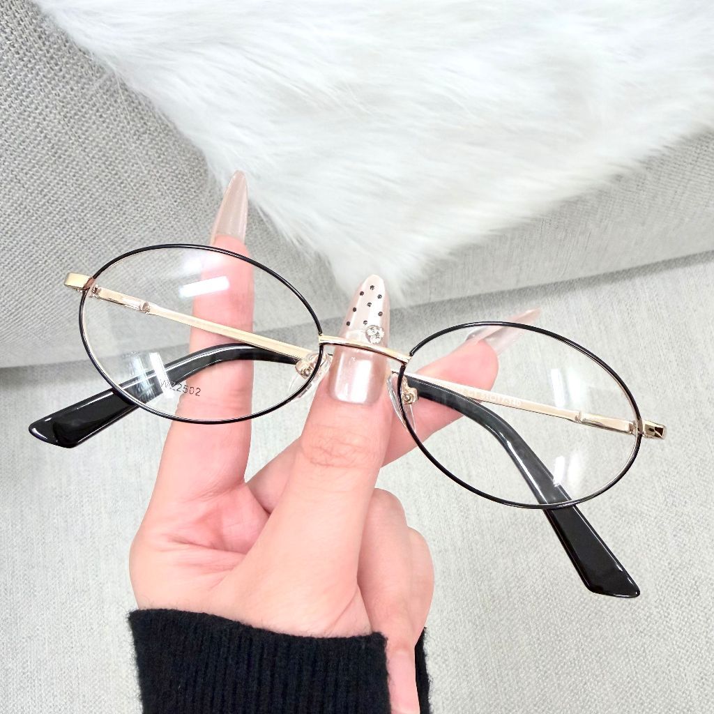 【LOUIE SHARK 2】Armação De Óculos Retrô Oval Pequena De Metal Para Mulheres Várias Cores Blogueira