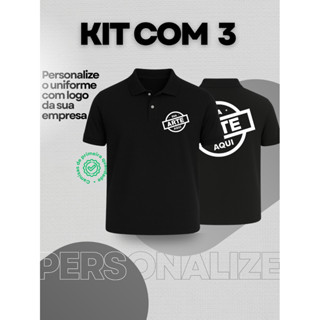 Kit 3 Camisa Polo Piquet Algodão Personalizada Frente E Costas Uniforme Empresa Sua Arte em Oferta na Shopee