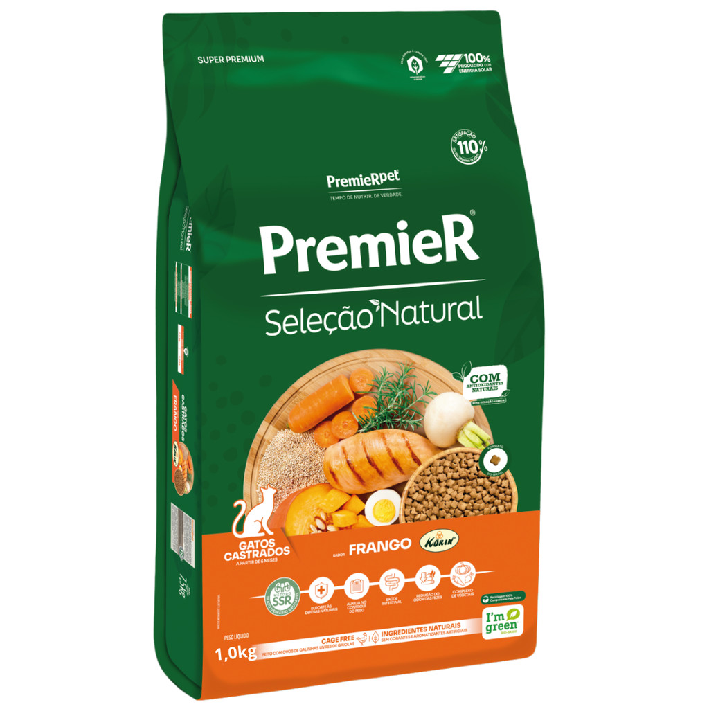 Ração PremieR Seleção Natural Gatos Adultos Castrados Frango 1,5 kg em Oferta na Shopee