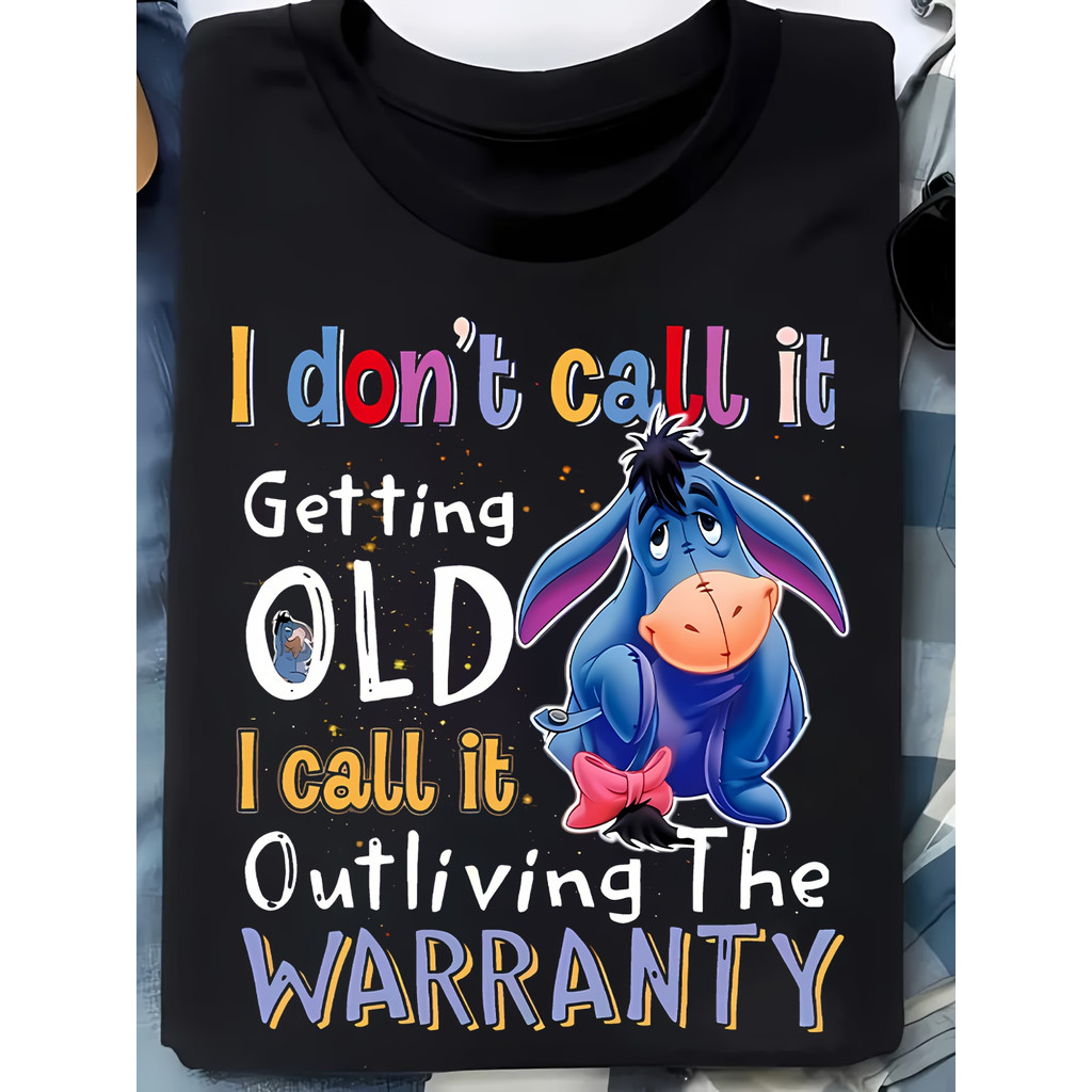 BR Moonlight Camiseta Feminina Disney Eeyore "I Don't Call It Getting Old" Vintage Envelhecimento Divertida Confortável