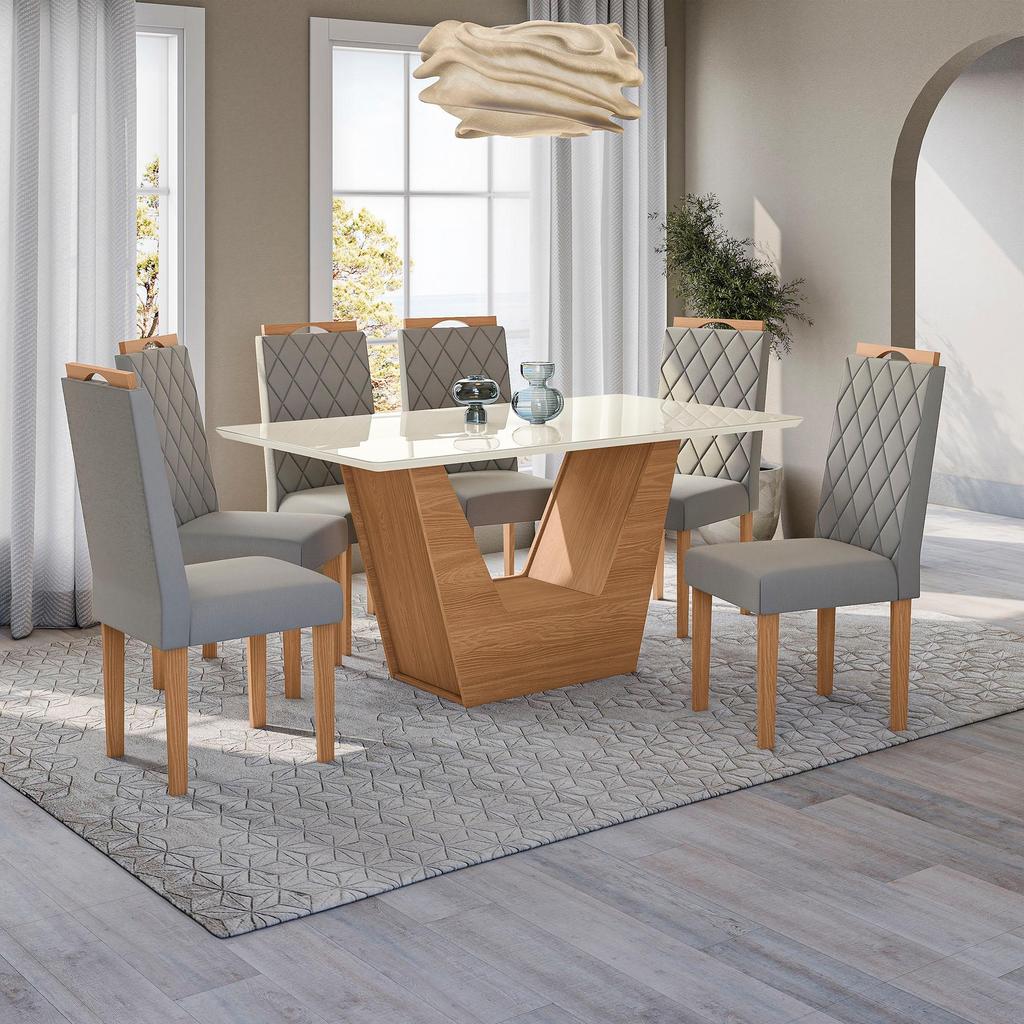 Conjunto Sala de Jantar Verbana Kappesberg 6 Cadeiras Veludo Titanio em Oferta na Shopee