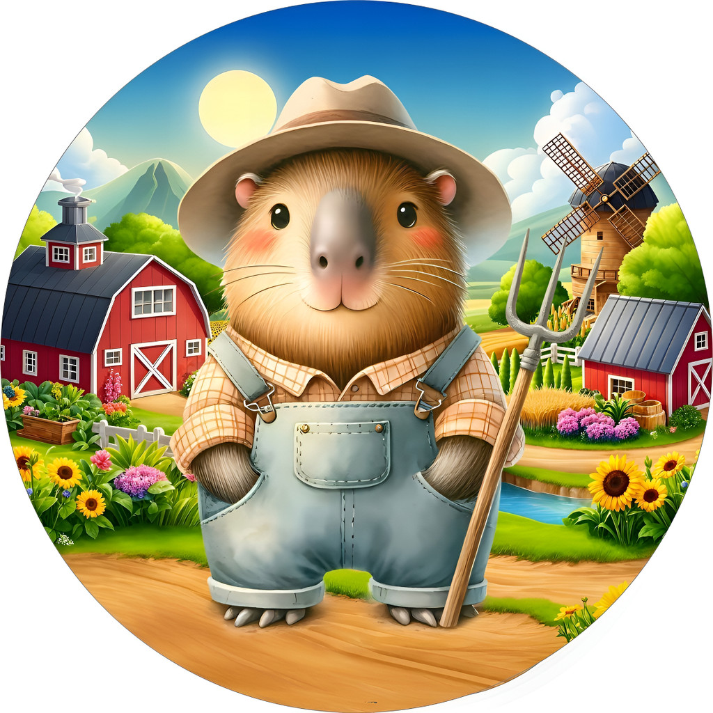 Capa de Painel 50x50 Redondo De Festa Tema Capivara Profissões