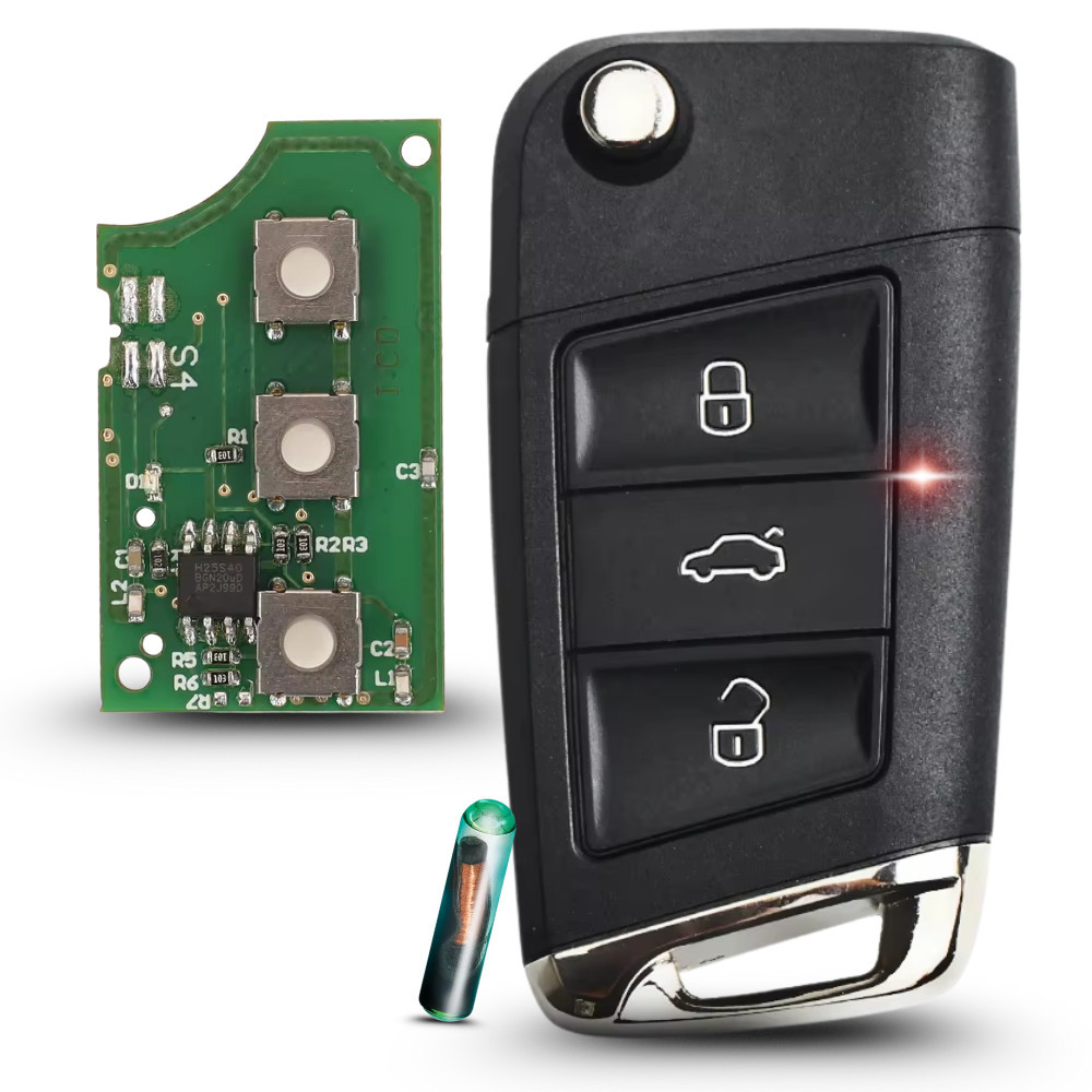 Chave Canivete VW G5 Gol Voyage Saveiro Fox 3 Botões Adaptação Sem Chip