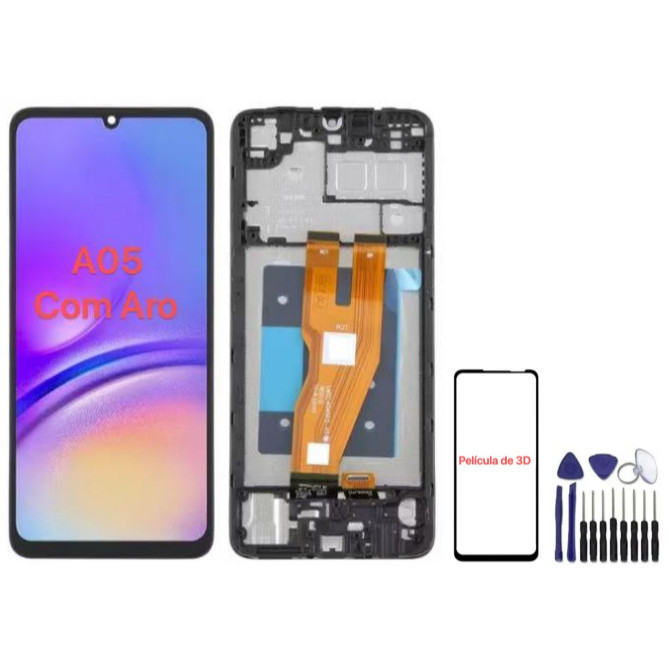 Frontal Touch Lcd Display Tela Compatível Galaxy A05 A055 SM-A055F Com Aro / Sem
