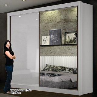 Guarda Roupa com Espelho 2 Portas 3 Gavetas São Paulo Branco em Oferta na Shopee