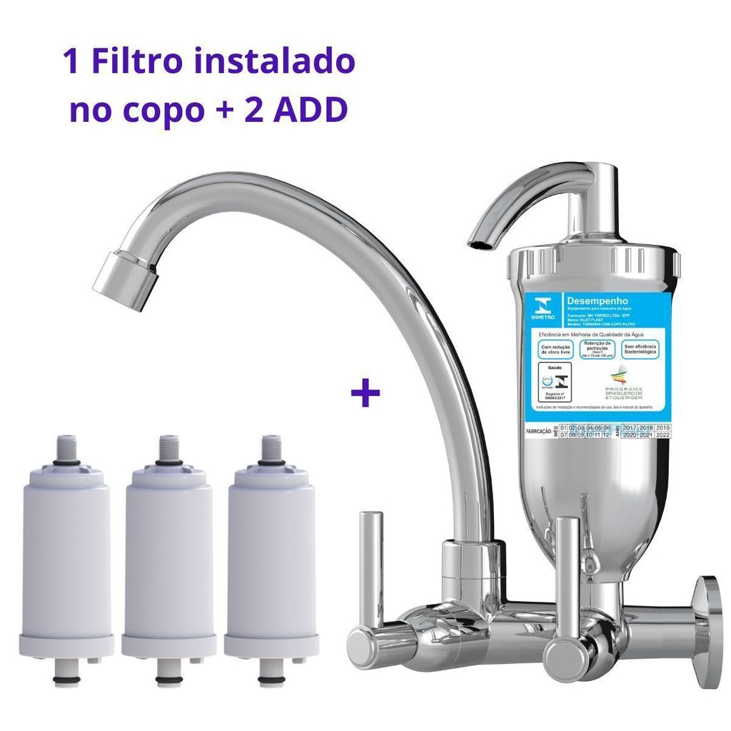 Torneira Com Filtro De Água De Parede Abs + 2 Velas em Oferta na Shopee