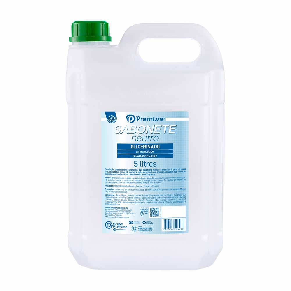 Sabonete Liquido Glicerinado Hidratante Corpo Maos Rosto 5 Litros Neutro Sem Cheiro Premisse
