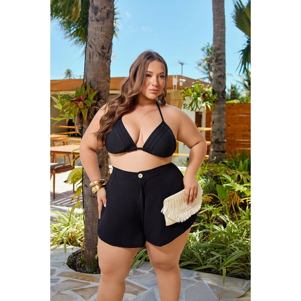 SHORT  PLUS SIZE GODÊ ALINE PRETO em Oferta na Shopee