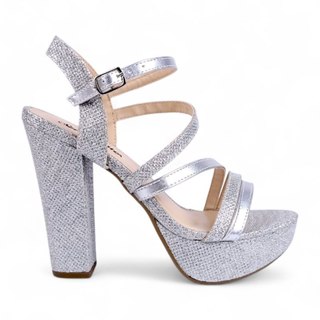 Sandália Meia Pata Salto Alto Com Tiras Cruzadas Brilhantes Festa Noiva Madrinhas Debutantes em Oferta na Shopee