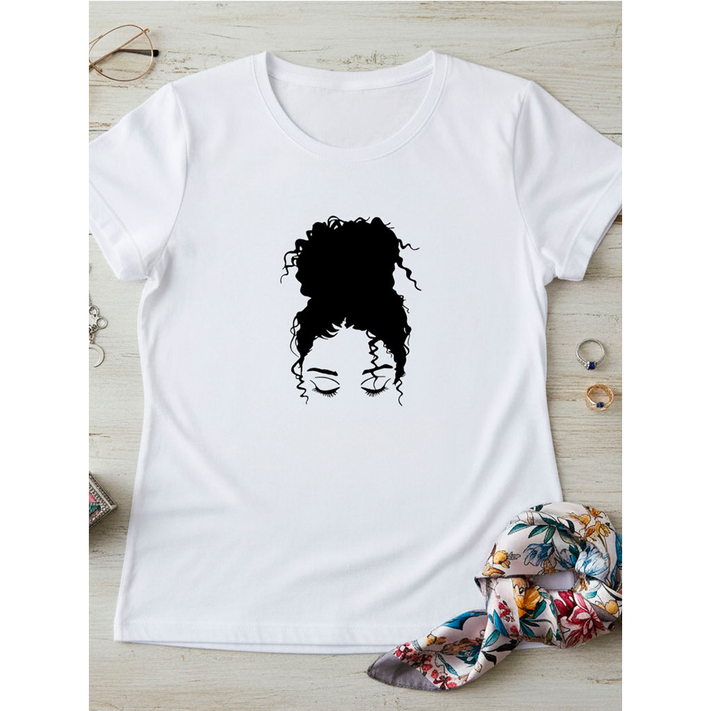 Tshirt Feminina Estilosa Estampada Black Power Estampada Lançamento Camiseta 100% Algodão Oversized Plus Size - Estampaê