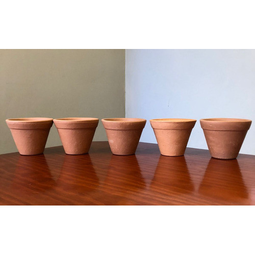 Kit 5 Vaso 9,5x12cm Cerâmica Barro  P/ Cactos Suculentas Peq Cerâmico Marrom-claro