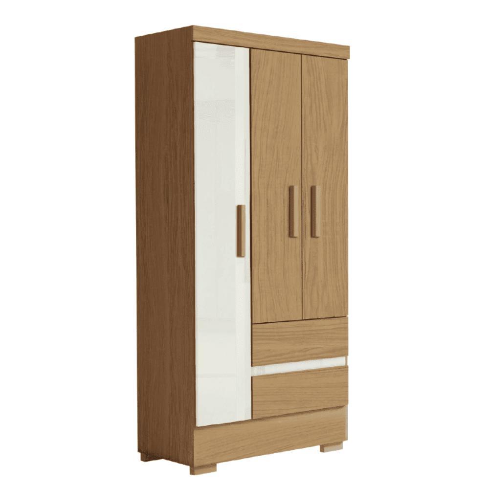 Guarda Roupas Solteiro 3 Portas 2 Gavetas Coimbra Atacama / Off White Aramóveis em Oferta na Shopee