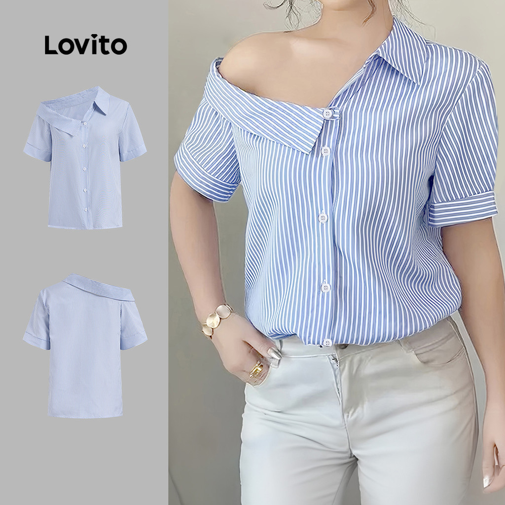 Lovito Blusa Casual de Ombro Frio para Primavera/verão para mulheres L143AD671 em Oferta na Shopee