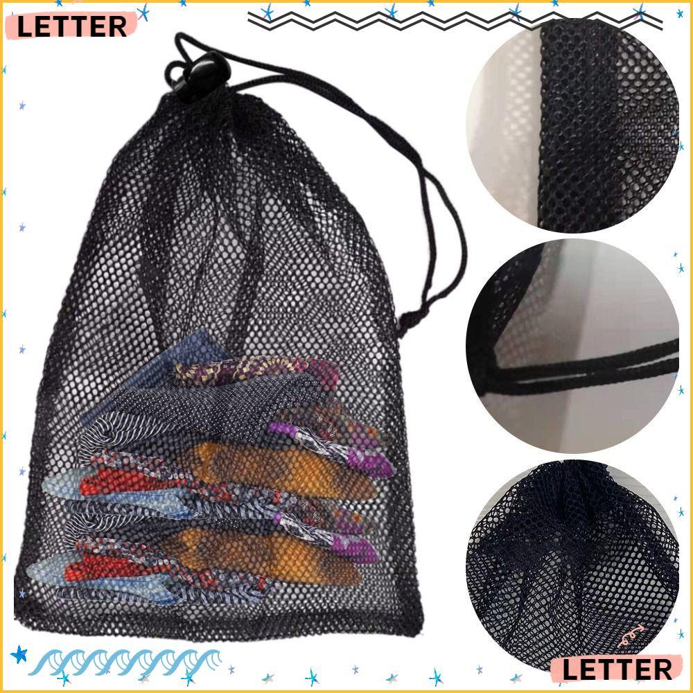 Bolsa De Armazenamento Com Cordão De Carta , Saco De Roupa Suja De Nylon Respirável , Malha Preta Multiuso