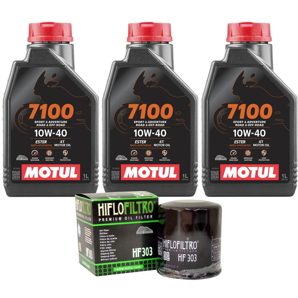 Kit óleo Versys 300/650 Z500 ZX4R Eliminator Ninja 300/400 Z400 Motul 7100 10W40 3L + filtro HF303 X