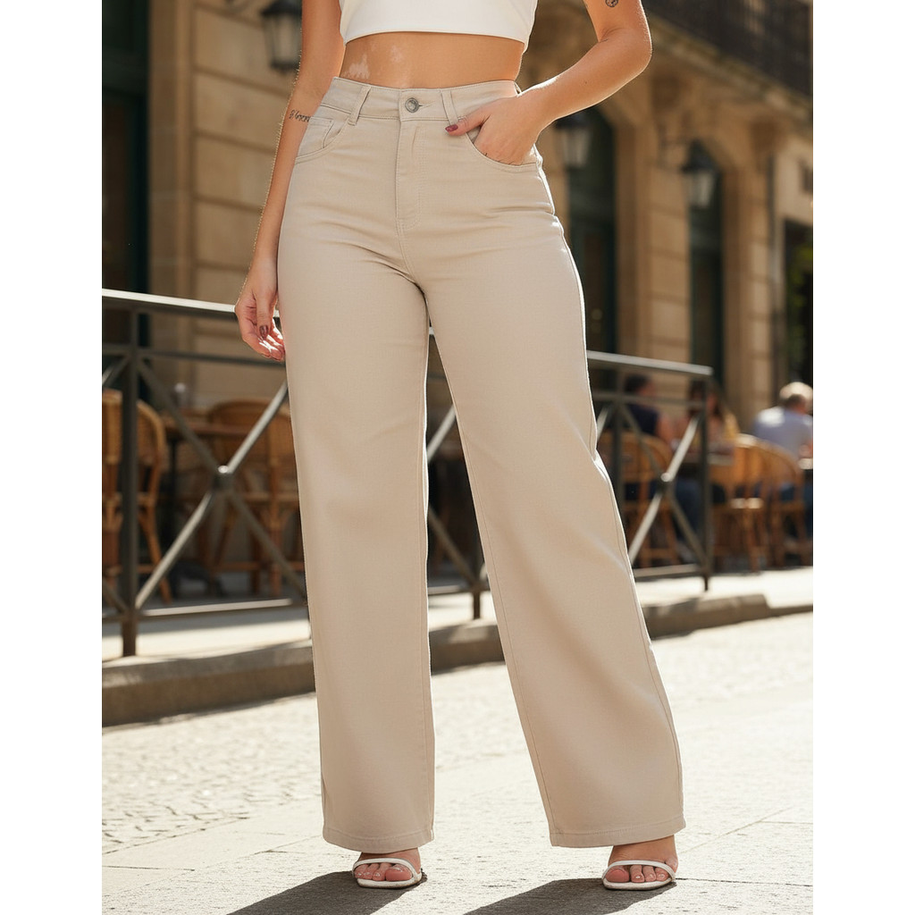 Calça Feminina Wide Leg LISA, Cintura Alta Pantalona