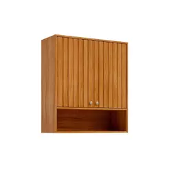 Armário Aéreo p/ Cozinha Divina c/ 2 Portas Ripadas 80 cm Cinamomo - MGM