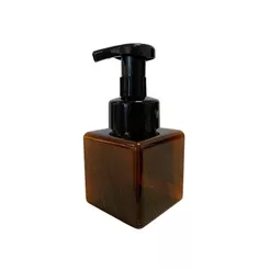 Frasco Quadrado Para Sabonete Líquido Com Valvula Espumadora - Âmbar - 250ml - 6,5x13,5cm - 1 unidade - Rizzo