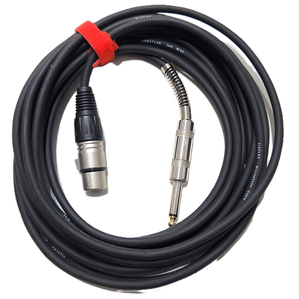 CABO DE MICROFONE 7 METROS XLR Fêmea - P10 BLINDADO MALHA TRANÇADA AUDIO CAIXA MESA