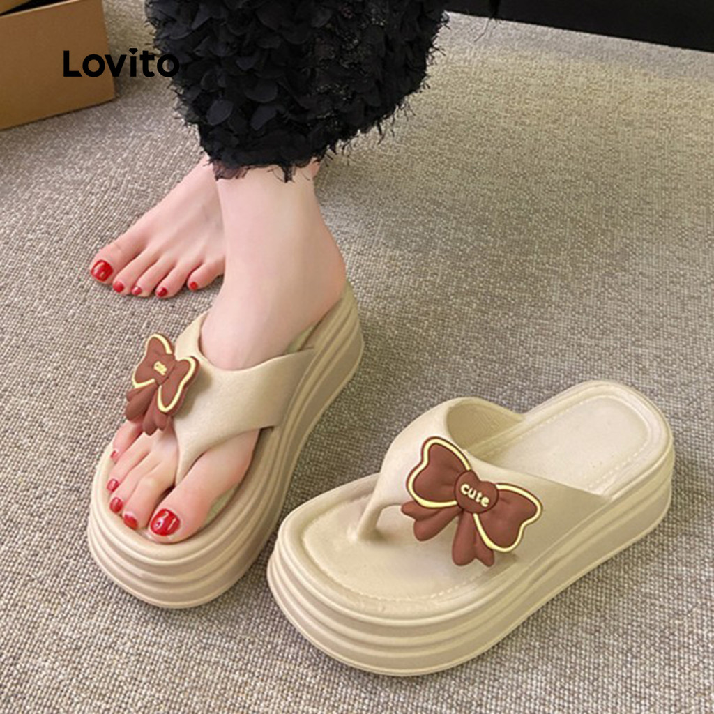 Lovito Sandálias Casuais de Plataforma e Deira para Mulheres LFA100096 em Oferta na Shopee