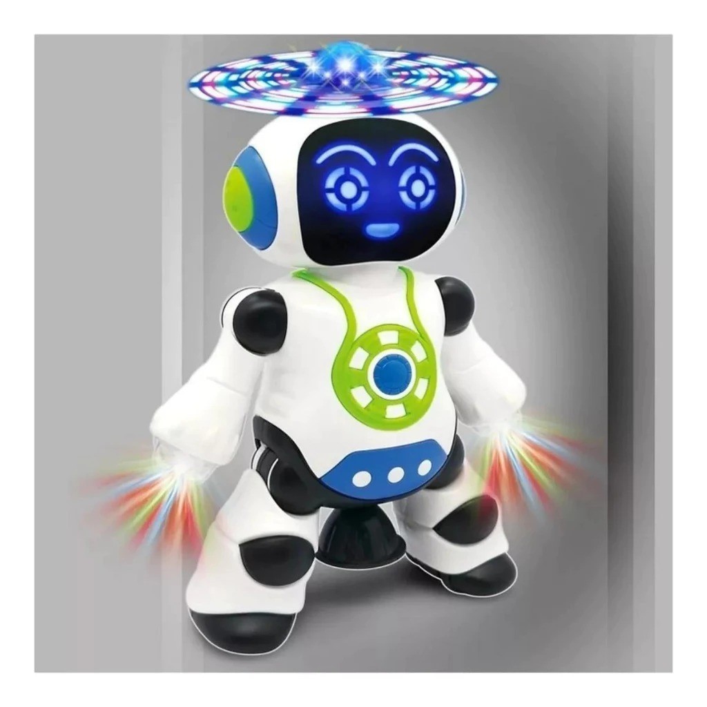 Robo Dançarino Brinquedo Interativo Gira 360 Graus Robot Luz e Som Música Criança