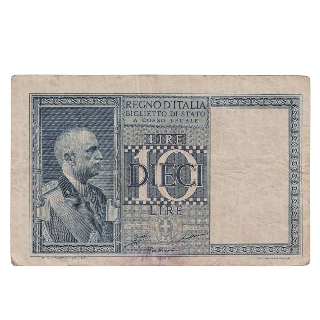 Cédula da Itália - 10 liras - 1935 - P25 - BC/MBC